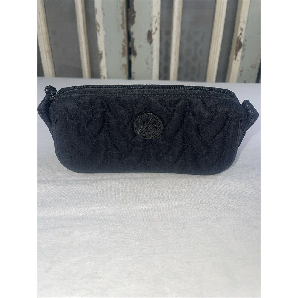 Vera Bradley CLASSIC BLACK Microfiber Compact Travel Cosmetic Makeup Case Bag